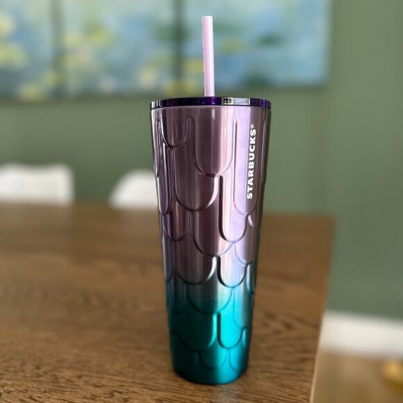 NEW! Starbucks 2023 Purple Blue Ombre Scale Mermaid Stainless Steel Tumbler - Picture 1 of 5